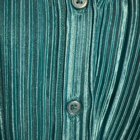 GORGEOUS TEAL/TURQUOISE BUTTON FRONT BLOUSE     PLUS: 26/28    #1 - Picture 3 of 9